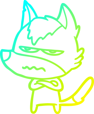 Bir insan tarafından çizilmiş, kızgın bir kurdun soğuk çizgi çizimi.