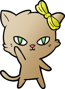 Bir insan tarafından çizilmiş sevimli çizgi film kedisi.