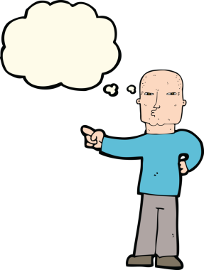 Bir insan tarafından çizilmiş düşünce baloncuğu olan bir adam.