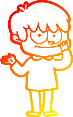 Bir insan tarafından çizilmiş mutlu bir çizgi film karakteri çizimi.