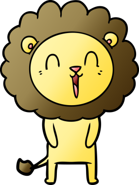 Bir insan tarafından çizilmiş gülen aslan çizgi filmi.