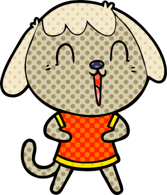 Bir insan tarafından çizilmiş şirin bir çizgi film köpeği.