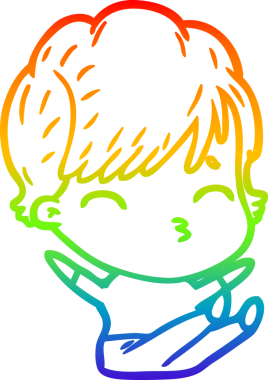 Gökkuşağı gradyan çizgi çizimi Bir insan tarafından çizilmiş bir çizgi kadın