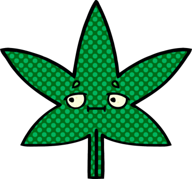 Bir insan tarafından çizilmiş marihuana yaprağının karikatürü.