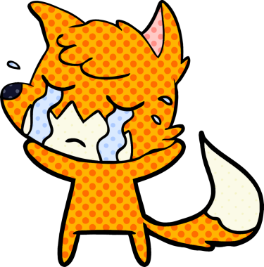 Bir insan tarafından çizilmiş ağlayan tilki çizgi filmi.