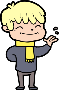 Bir insan tarafından çizilmiş mutlu çocuk çizgi filmi.