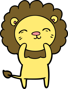 Bir insan tarafından çizilmiş çizgi film aslanı.