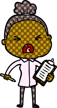 Bir insan tarafından çizilmiş kızgın yaşlı kadın çizgi filmi.