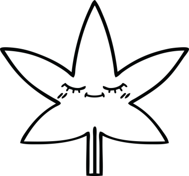 Bir insan tarafından çizilmiş marihuana yaprağının çizgi çizimi