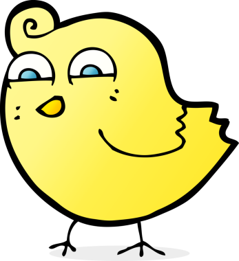 Bir insan tarafından çizilmiş komik bir kuş.