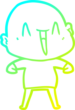 Bir insan tarafından çizilmiş, mutlu, kel bir adamın çizdiği soğuk çizgi.