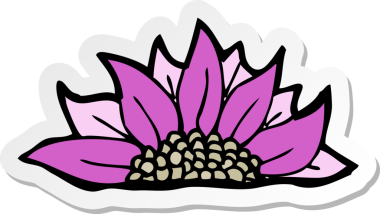 Bir insan tarafından çizilmiş karikatür çiçeğinin çıkartması.