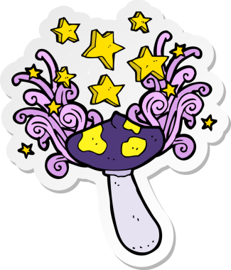 Bir insan tarafından çizilmiş bir mantar yapıştırması.