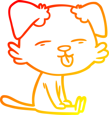 İnsan tarafından çizilmiş bir çizgi film köpeğinin sıcak çizgi çizimi.