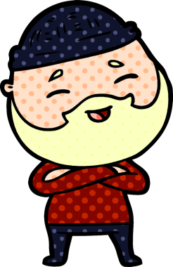 Bir insan tarafından çizilmiş mutlu sakallı bir adam.