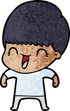 Bir insan tarafından çizilmiş mutlu çizgi film çocuğu.