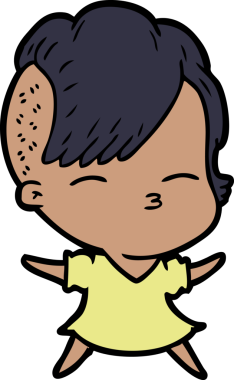 Bir insan tarafından çizilmiş şaşı çizgi film kızı.