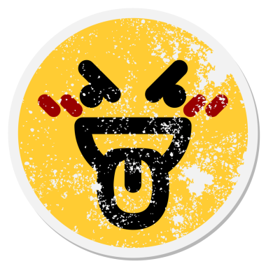 Bir insan tarafından çizilmiş kaba yüz dairesel çıkartması.