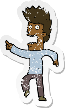 Bir insanın çizdiği korku dolu bir karikatürün gerilimli çıkartması.