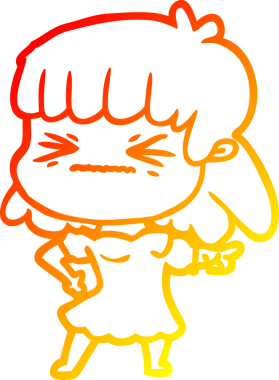 Bir insan tarafından çizilmiş kızgın bir kızın sıcak çizgi çizimi