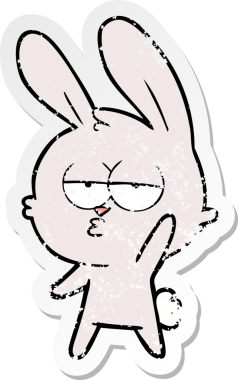 Bir insan tarafından çizilmiş şirin bir tavşanın sıkıntılı çıkartması.