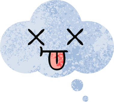 Bir insan tarafından çizilen düşünce baloncuğunun retro çizim tarzı karikatürü