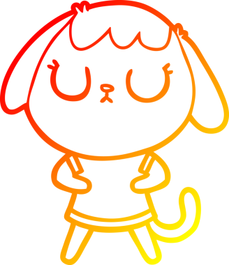 Bir insan tarafından çizilmiş sevimli bir köpeğin sıcak çizgi çizgisi.