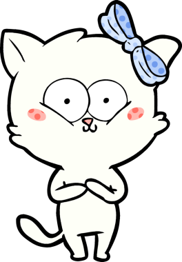 Bir insan tarafından çizilmiş çizgi film kedisi.