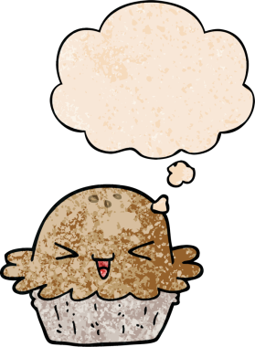 Bir insan tarafından çizilmiş grunge desenli düşünce baloncuklu şirin çizgi film turtası.