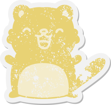 Bir insan tarafından çizilmiş şirin kedi grunge etiketi.