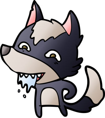 Bir insan tarafından çizilmiş aç kurt çizgi filmi.