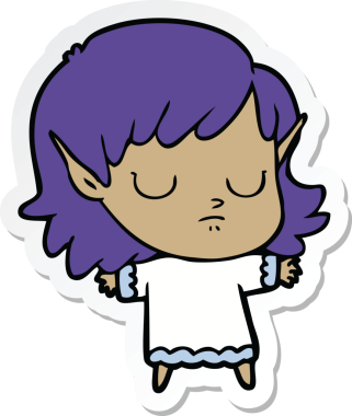 Bir insan tarafından çizilmiş bir elf kızının çıkartması.