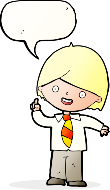 Çizgi film çocuğu soruya bir insan tarafından çizilmiş konuşma balonuyla cevap veriyor.