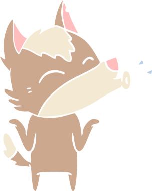 Uluyan Kurt düz renkli çizgi film bir insan tarafından çizildi.