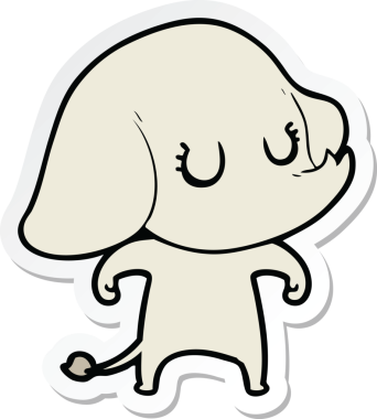 Bir insan tarafından çizilmiş şirin bir fil çıkartması.