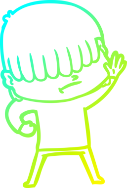 Bir insan tarafından çizilmiş dağınık saçlı bir çizgi film çocuğu çizimi.