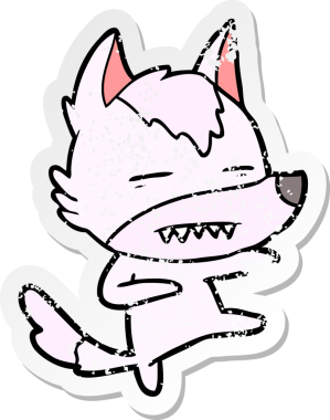 Bir insan tarafından çizilmiş bir kurt tekmesinin sıkıntılı çıkartması.