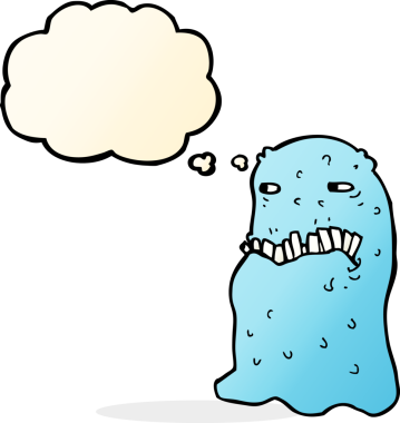 Düşünce baloncuğu bir insan tarafından çizilmiş iğrenç bir hayalet.