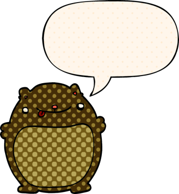 Çizgi roman tarzında konuşan şişman ayı bir insan tarafından çizilmiş.