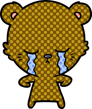 Bir insan tarafından çizilmiş ağlayan ayı karikatürü.