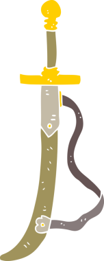 Bir insan tarafından çizilen kılıcın düz renk çizimi