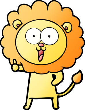 Bir insan tarafından çizilmiş mutlu çizgi film aslanı.