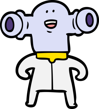 Bir insan tarafından çizilmiş dostane bir uzaylı çizgi filmi.