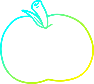 Bir insan tarafından çizilen elma karikatürünün soğuk gradyan çizimi