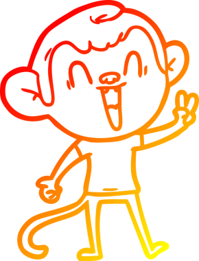 Bir insan tarafından çizilmiş gülen maymun çizgi çizimi.