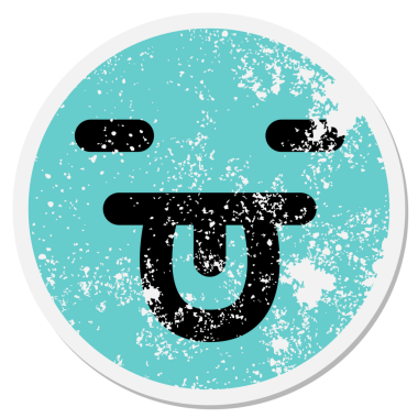 boş bir yüz bir insan tarafından çizilmiş dairesel bir dil çıkartması.