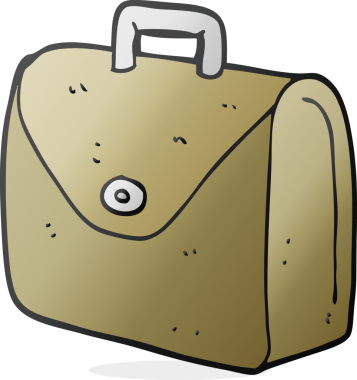 Bir insan tarafından çizilmiş eski bir evrak çantası.