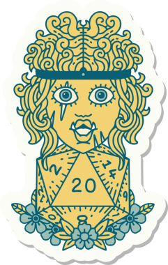 Bir insan tarafından çizilmiş 20 zarlı bir ork barbarının çıkartması.