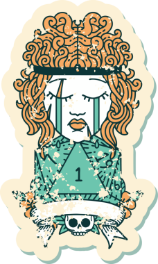 Retro Dövme Tarzı Ağlayan Barbar İnsan Bir insan tarafından çizilmiş doğal bir ruloyla