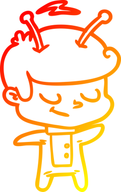 Bir insan tarafından çizilmiş dost canlısı bir uzay adamının sıcak çizgi çizimi